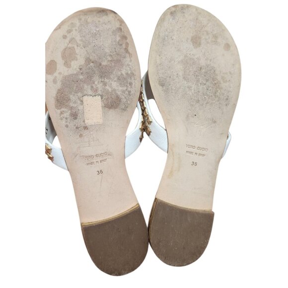 Giuseppe Zanotti White Leather Studded Sandals Women’s Size 36 Vero Cuoio - Picture 9 of 10